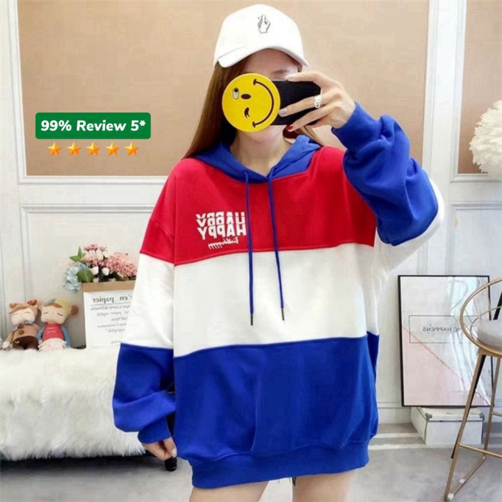 Áo Hoodie khoác nỉ unisex nam nữ KN18 phối sọc ngang 3 màu kiểu dáng Hàn Quốc form unisex