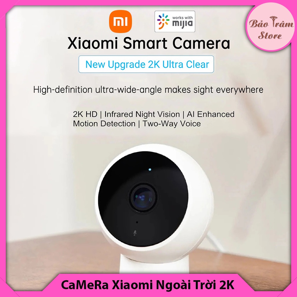 Camera Xiaomi 2K ngoài trời siêu nét, đàm thoại 2 chiều, góc rộng 180 độ, ứng dụng Mijia, bảo hành 12 tháng