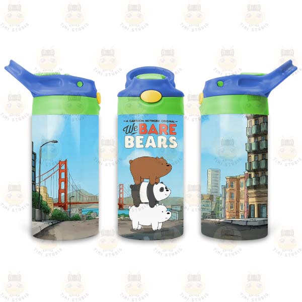 Bình Uống Nước Giữ Nhiệt Cho Bé Có Ống Hút Hình We Bare Bears - Tỉ Mỉ Studio - Mã 0707KT01