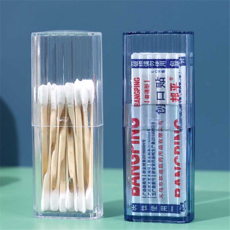 Hộp Đựng Tăm Bông/ Tăm Bông Bằng Nhựa Trong Suốt Thiết Kế Nhỏ Gọn Tiện Dụng