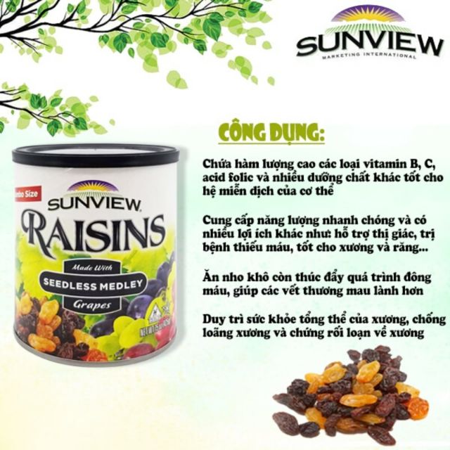 NHO KHÔ MỸ RAISINS 425g