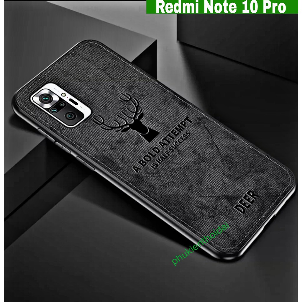 Ốp lưng Redmi Note 10 Pro chống sốc vải đầu hươu nai thời trang siêu bền