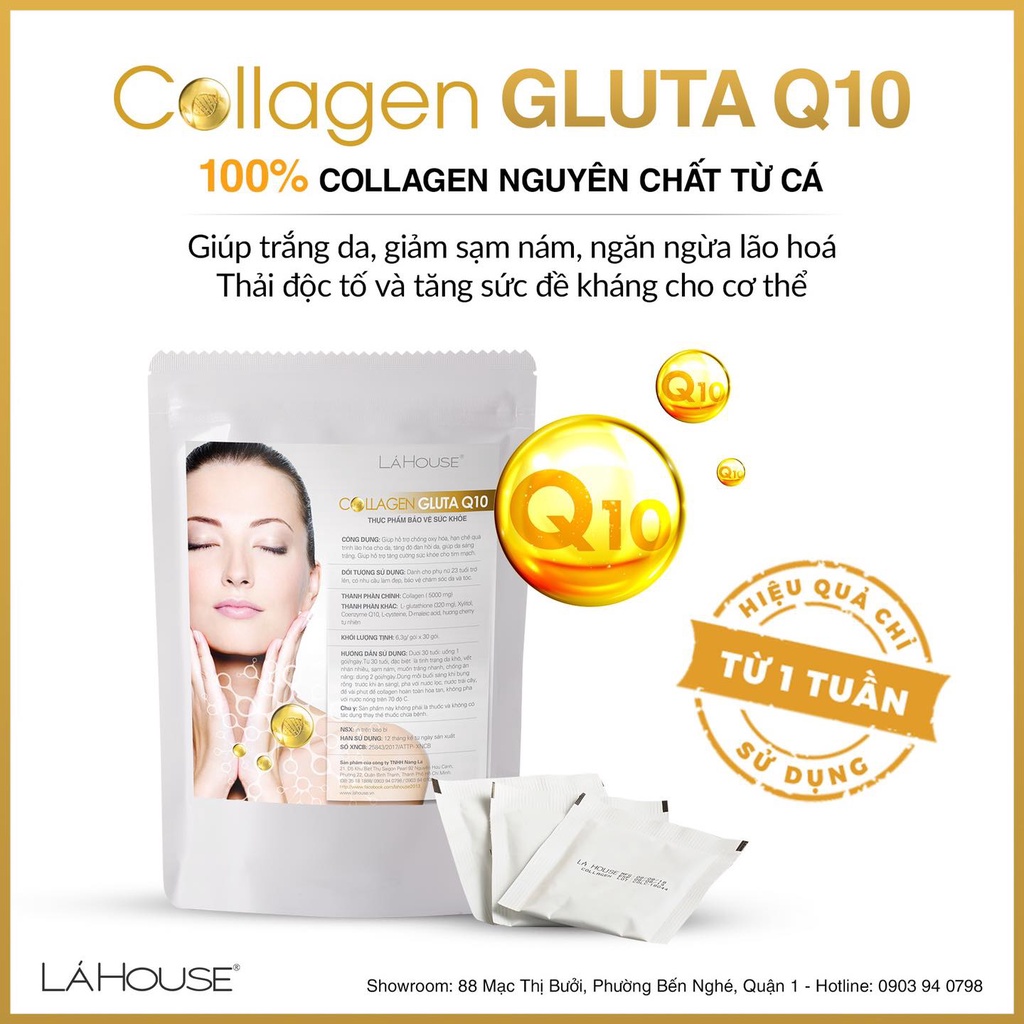 COLLAGEN GLUTA Q10 LÁ HOUSE Trắng Da Collagen ngăn ngừa lão hóa,trắng da,đẹp tóc