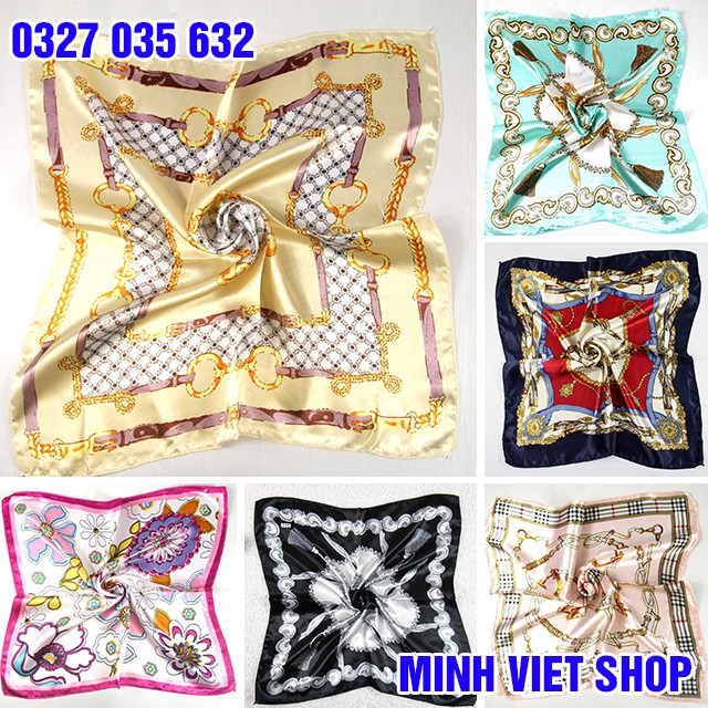 Khăn Bandana Headband Vuông Lụa Satin Nữ Tính - Khăn Turban 50x50 cm Đa Năng