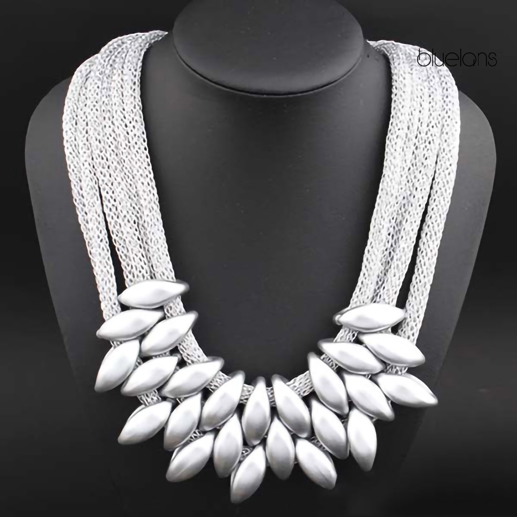 Vòng Cổ Choker Nhiều Lớp Mặt Lá Hợp Kim