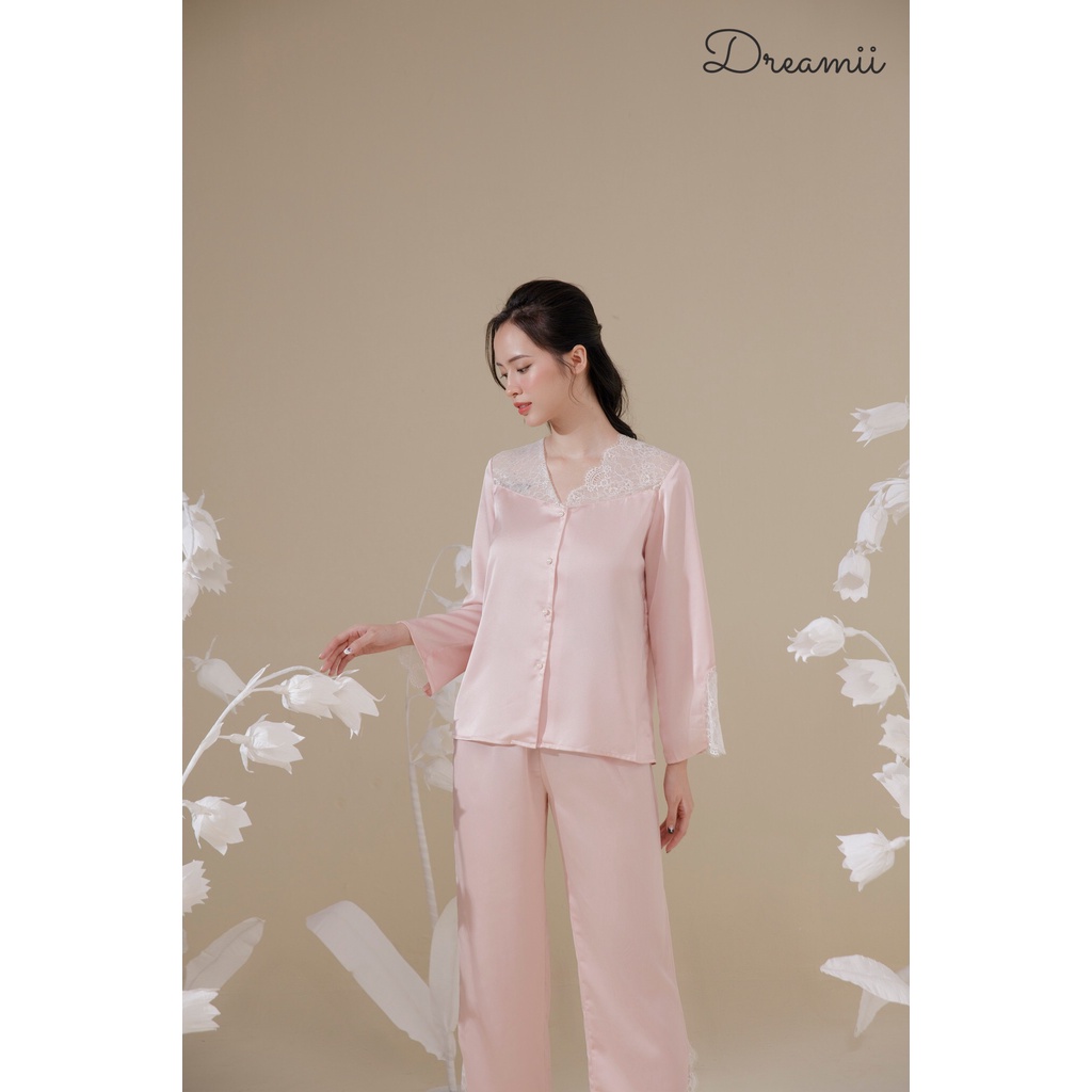 [DREAMII] Đồ Ngủ Lụa Pijama Moon Set Dài Tay Trơn Cao Cấp Mềm Mại