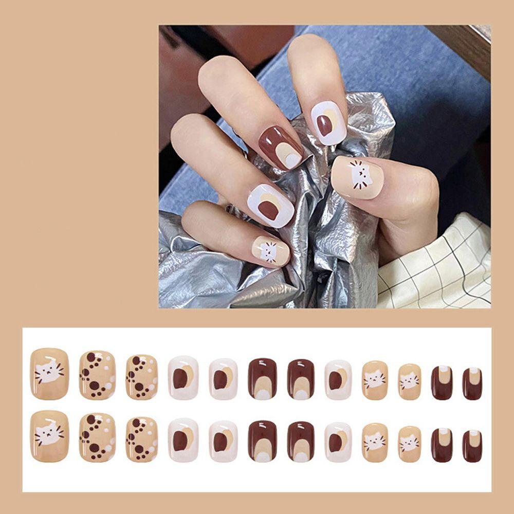 Bộ Móng Tay Giả Ngắn Hình Chuột Mickey / Thỏ Thời Trang