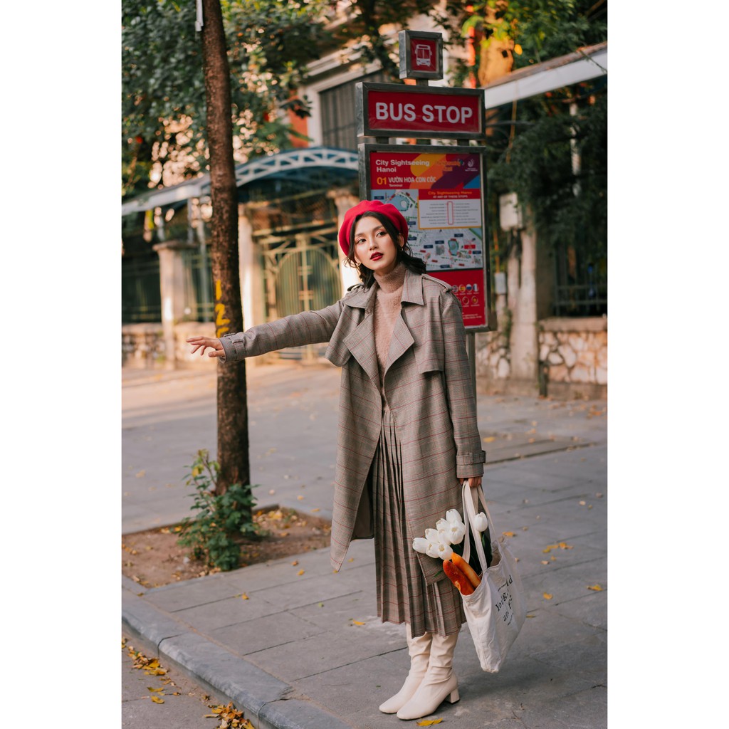 CHÂN VÁY MIDI XẾP LY KẺ / Z0010 | BigBuy360 - bigbuy360.vn