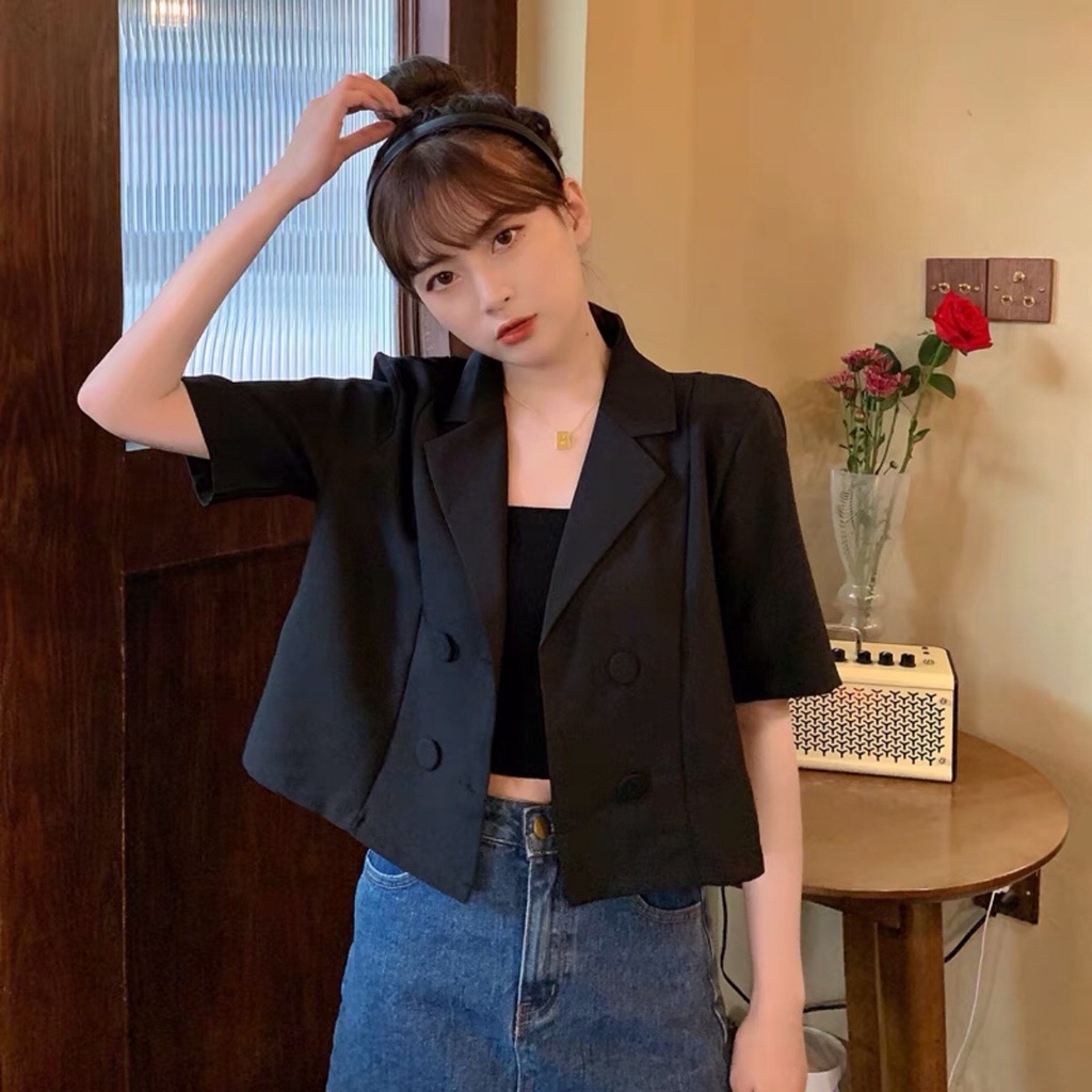 Áo Khoác Blazer Nữ Cổ Vest Tay Lỡ Dáng Croptop - Blazer Cộc Tay Dáng Lửng Mix Áo Quây -  Áo Vest Khoác Ngoài Nâu Đen Be | BigBuy360 - bigbuy360.vn