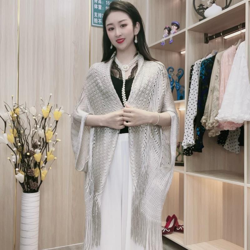 Khăn Choàng Mỏng Dáng Rộng Phối Tua Rua Sang Trọng Thời Trang Mùa Hè Cho Nữ