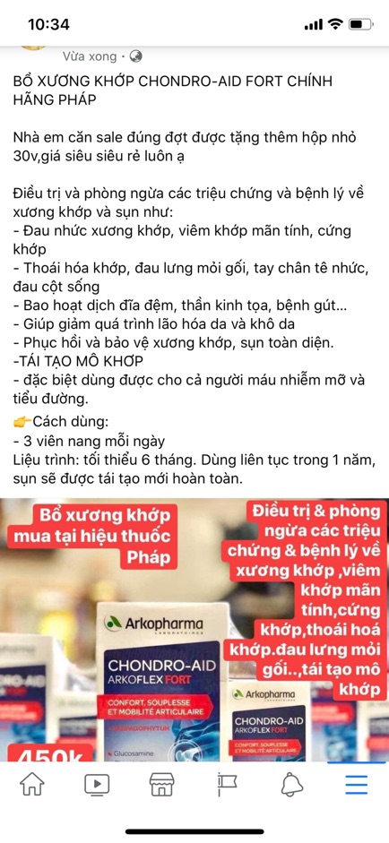 BỔ XƯƠNG KHỚP PHÁP  CHONDRO-AID FORT ARKOPHARMA