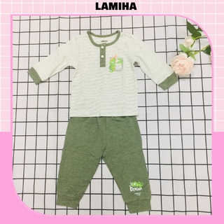 Bộ quần áo dài tay thu đông vải sợi tre cao cấp cho bé trai Dokma sale size 6M-24M