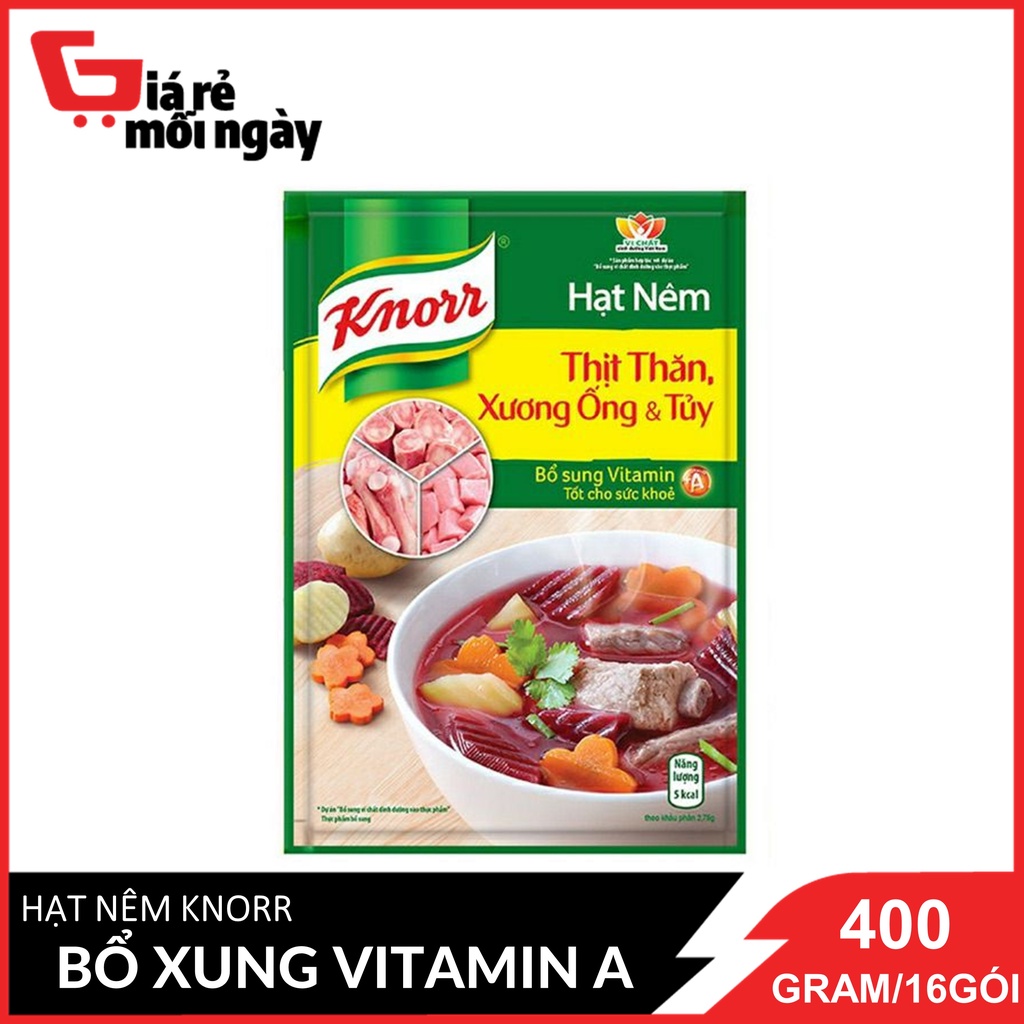 Hạt Nêm Knorr Từ Thịt Thăn, Xương Ống Và Tủy Bổ Sung Vitamin A 400 Gram / 16  Gói
