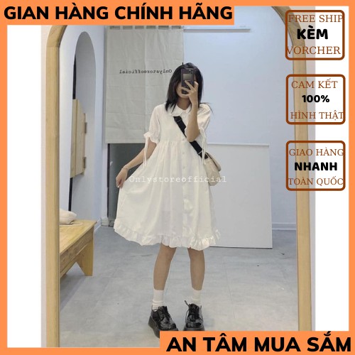 Đầm babydoll nữ 🍀đầm xòe đuôi cá cổ bèo ngắn đầm nữ ,đầm loli  ,chất thô mềm mây_1989