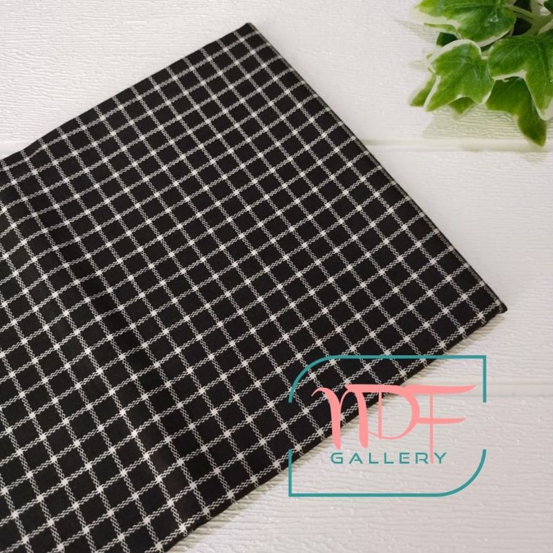 Tấm Vải Cotton Màu Đen Kẻ Sọc Ca Rô Kích Thước 50x50cm Phong Cách Nhật Bản