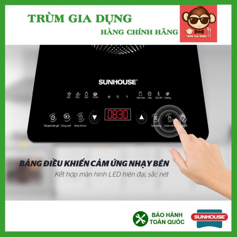 Bếp từ đơn Sunhouse SHD6808, bếp từ Sunhouse SHD6808, TẶNG KÈM NỒI LẨU VÀ HẤP SIÊU TO, CÔNG SUẤT 2000W