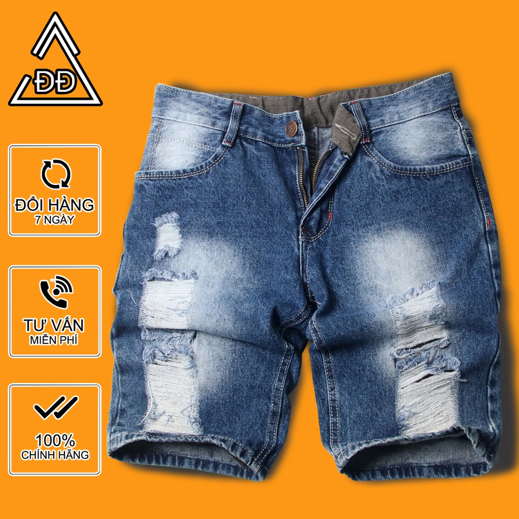 Quần short jean nam xanh đậm rách DD418 Shop ĐỊCH ĐỊCH