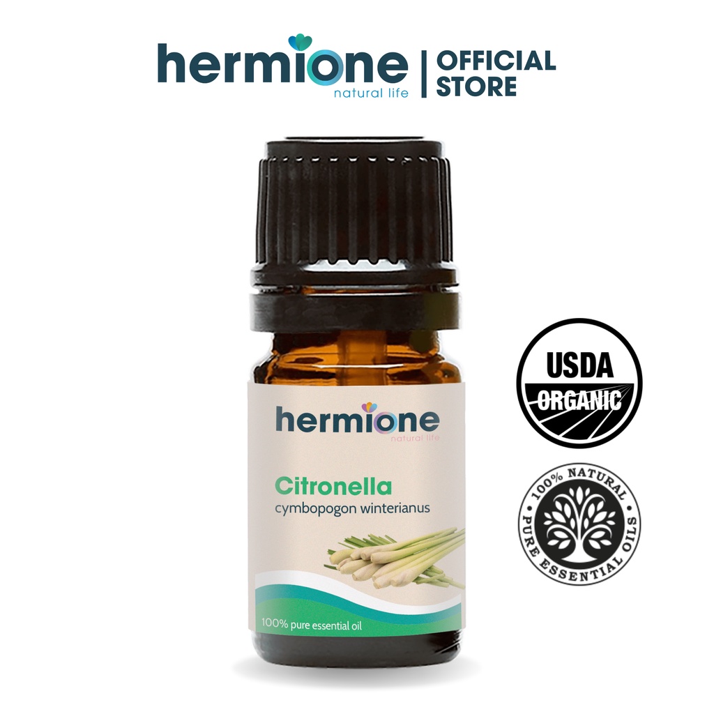 Tinh Dầu Sả Java Citronella Hermione Natural Life, Cao Cấp Nhập Khẩu, 100% Thiên Nhiên Nguyên Chất, Xông Thơm Phòng