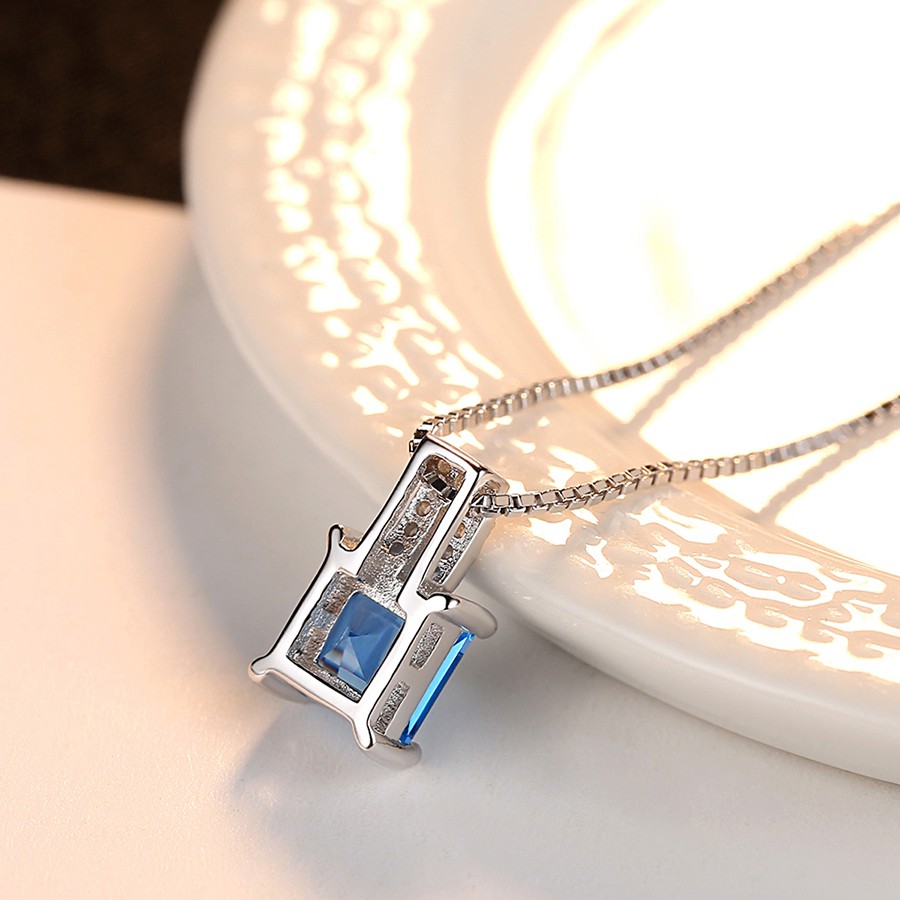 Dây Chuyền Bạc Nữ Cao Cấp Đính Đá Màu Xanh Dương Dành Cho Nữ DB2410 - Bảo Ngọc Jewelry