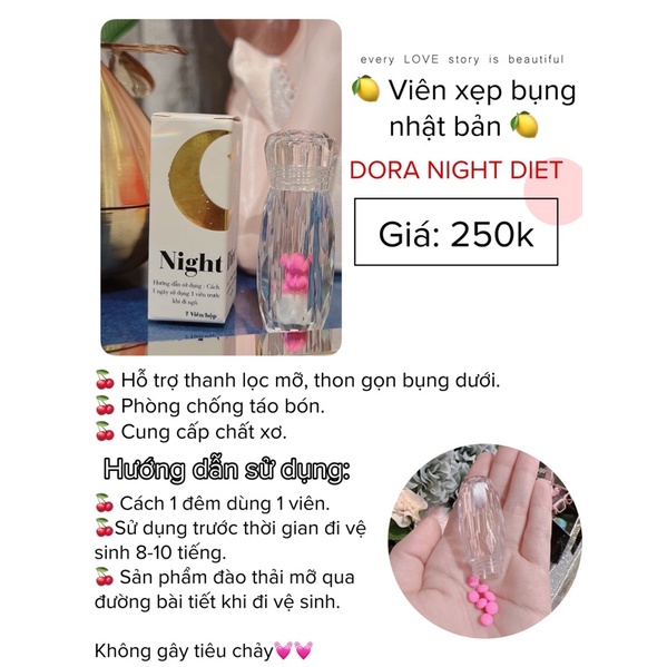 VIÊN UỐNG XẸP BỤNG BAN ĐÊM DORA NIGHT DIET HỖ TRỢ GIẢM MỠ BỤNG HIỆU QUẢ [ Chính Hãng ]