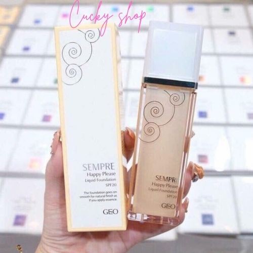 [ TẶNG MÚT TÁN KEM NỀN] Kem Nền Geo Sempre Happy & Please Liquid Foundation nâng tone trắng mịn da