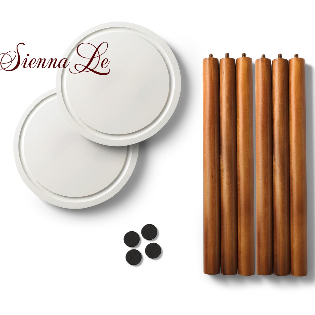 Sienna Le  Kệ Giá Tròn Nhỏ Đỡ Chậu Hoa Đôn Gỗ - Chân Tháo Rời Mặt Bàn Có Khoét Rãnh - Bàn Trà Bàn Coffee 40x30cm