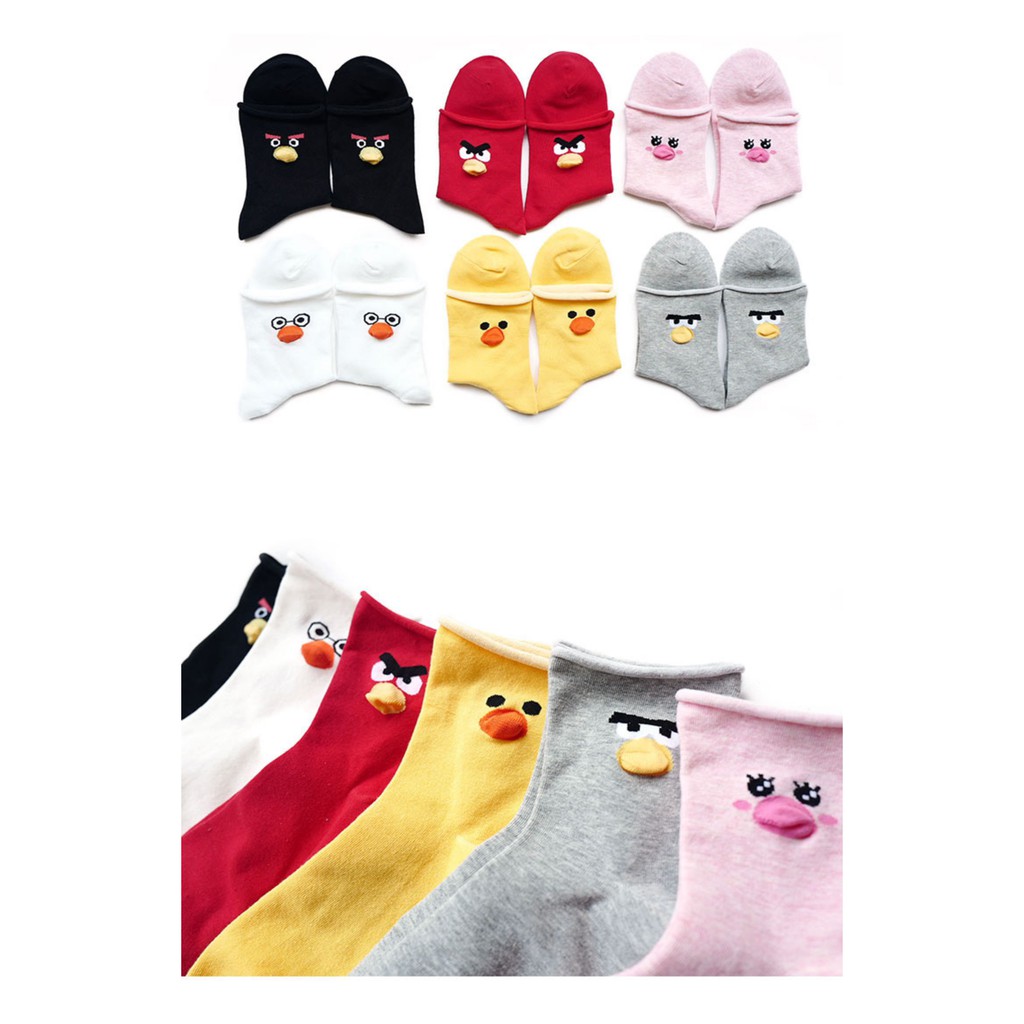 Tất nữ Mivino vớ cotton in hình Angry Bird nhiều màu đáng yêu TN47