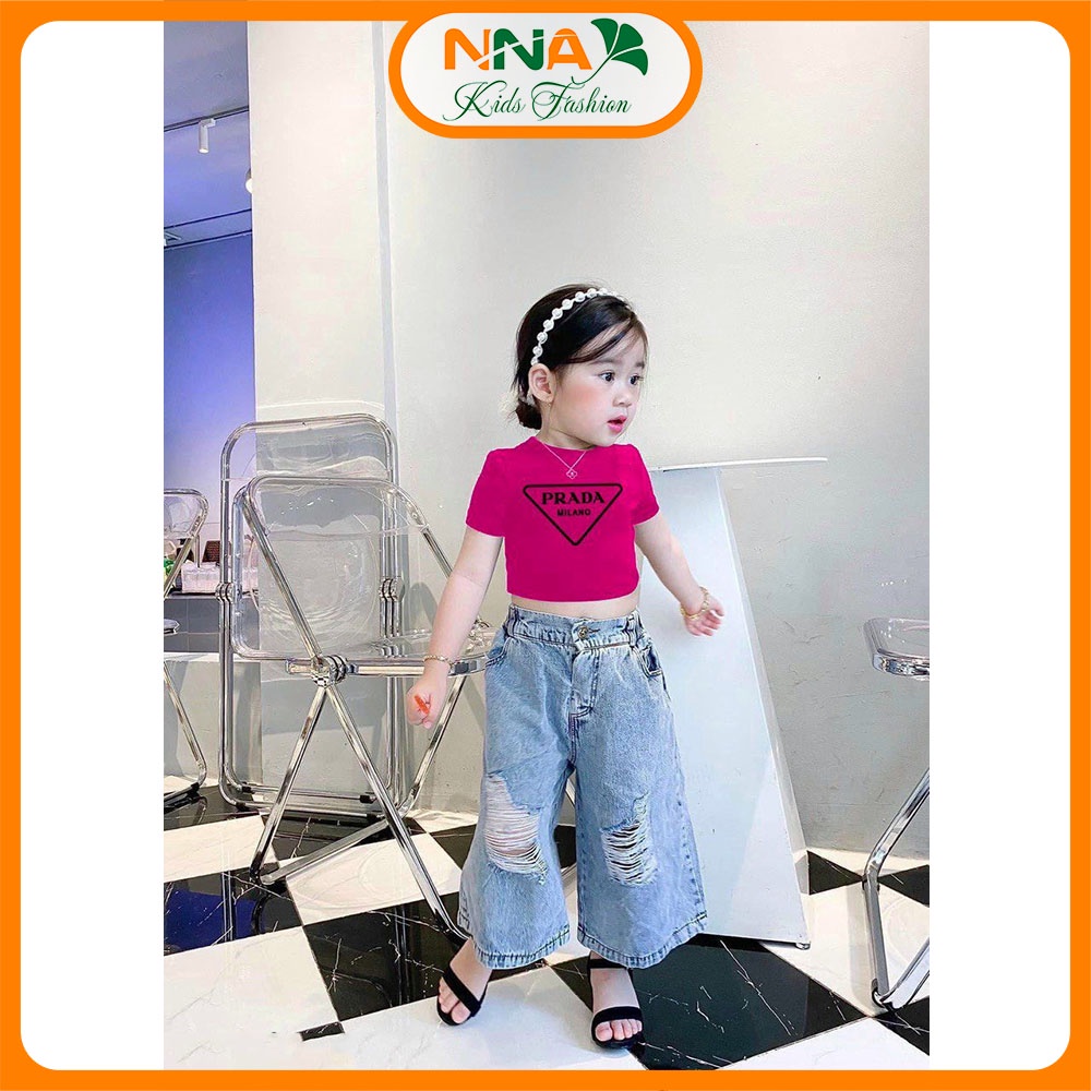 Sét Áo Croptop Quần Jean Ống Rộng Cực Chất Quảng Châu Cho Bé Gái (10kg - 20kg) - Prada 301