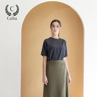 [Mã FASHIONMALLT4 giảm 15% đơn 150k] Áo kiểu nữ Callia Lili phi lụa tay lửng dáng suông (Xanh Olive/ Xám)