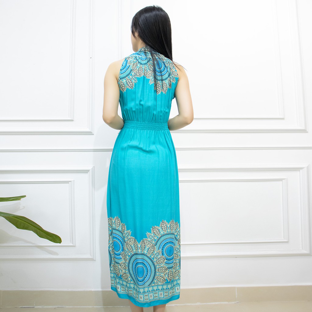 Đầm maxi đi biển [FREESHIP] hở lưng vải lanh thái - Váy đi biển Maxi 2 dây xẻ tà Trung Niên -AMYRA  MX003 | BigBuy360 - bigbuy360.vn