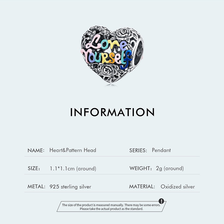 BAMOER Hạt Charm Hình Trái Tim bạc 925 Dùng Làm Vòng Tay / Vòng cổ Diy