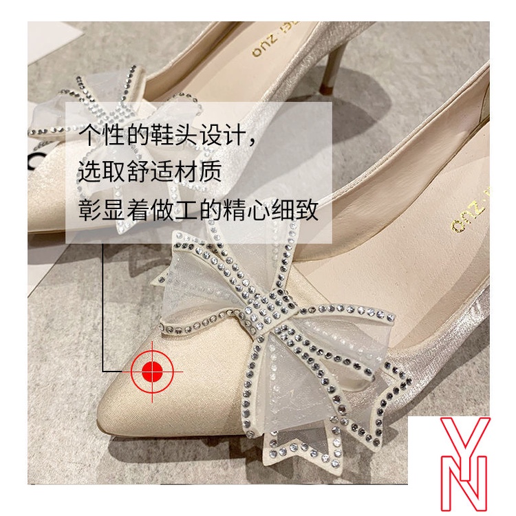 Giày Cao Gót Đính Nơ Thời Trang Xuân Hè Năm 2021 Phong Cách Mới