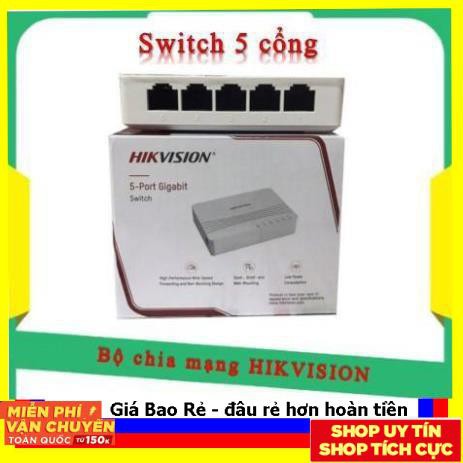 Switch 5 cổng Hikvision DS-3E0105D-E_ Bộ chia cổng mạng chính hãng