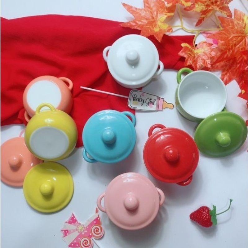 Chén bát ăn dặm gốm sứ cho bé,bát có nắp nhỏ 140ml
