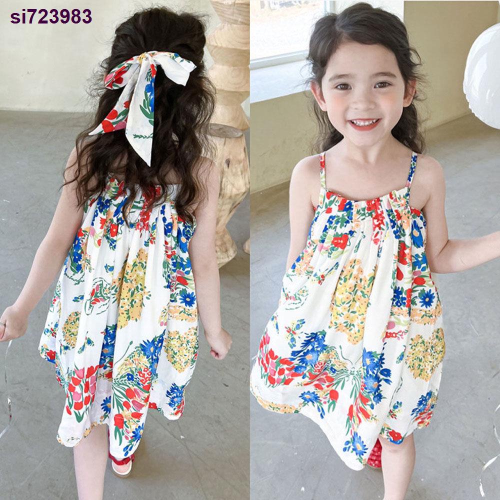 Đầm Đi Biển Mùa Hè Kèm Băng Đô Xinh Xắn Cho Bé Gái 3-8 Tuổi
