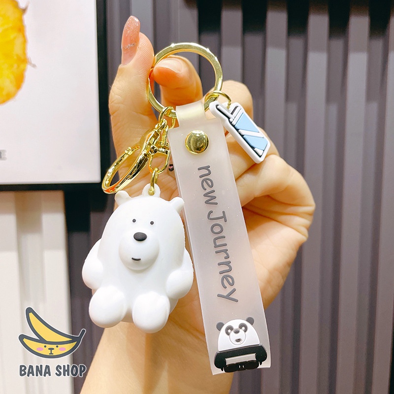 Móc khoá nhựa anh em gấu ngồi Chúng tôi là gấu bare bear