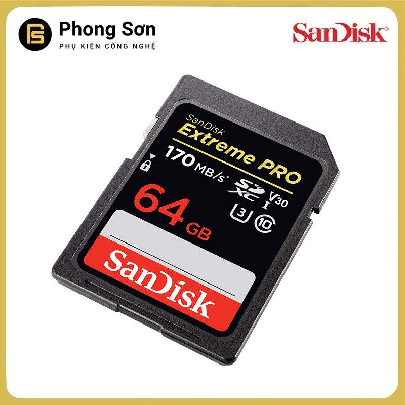 Thẻ nhớ SDXC 64GB Extreme Pro 170mb/s UHS-1 Sandisk ( Bảo hành 60 tháng )