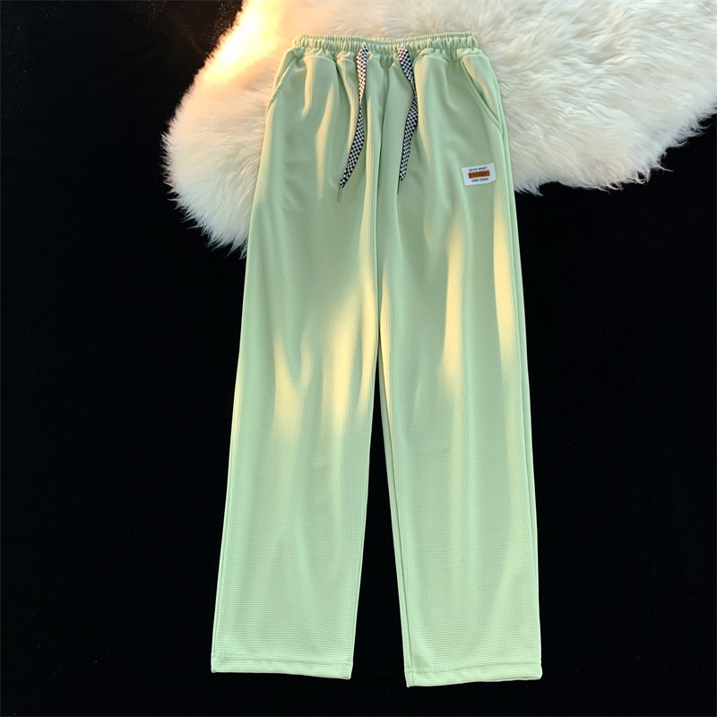 Quần dài AOKANG ống rộng lưng thun dây rút họa tiết sọc ca rô phong cách Hong Kong thời trang xuân thu dành cho nam