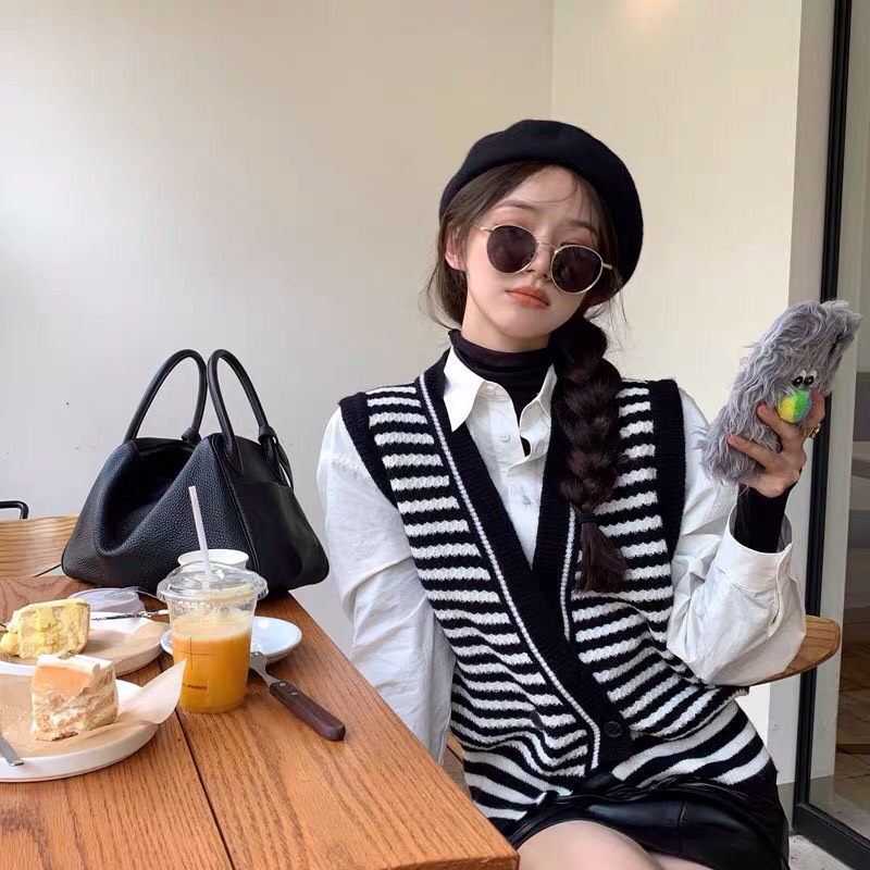 Áo gile len nữ A25 cổ V hottrend, áo len sát nách phong cách hàn quốc, hàng chất lượng tốt nói không với hàng xấu.