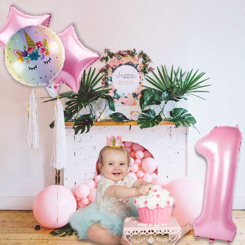 Bộ 5 Bong Bóng Hình Kỳ Lân Màu Sắc Kẹo Ngọt Kích Thước 32 Inch