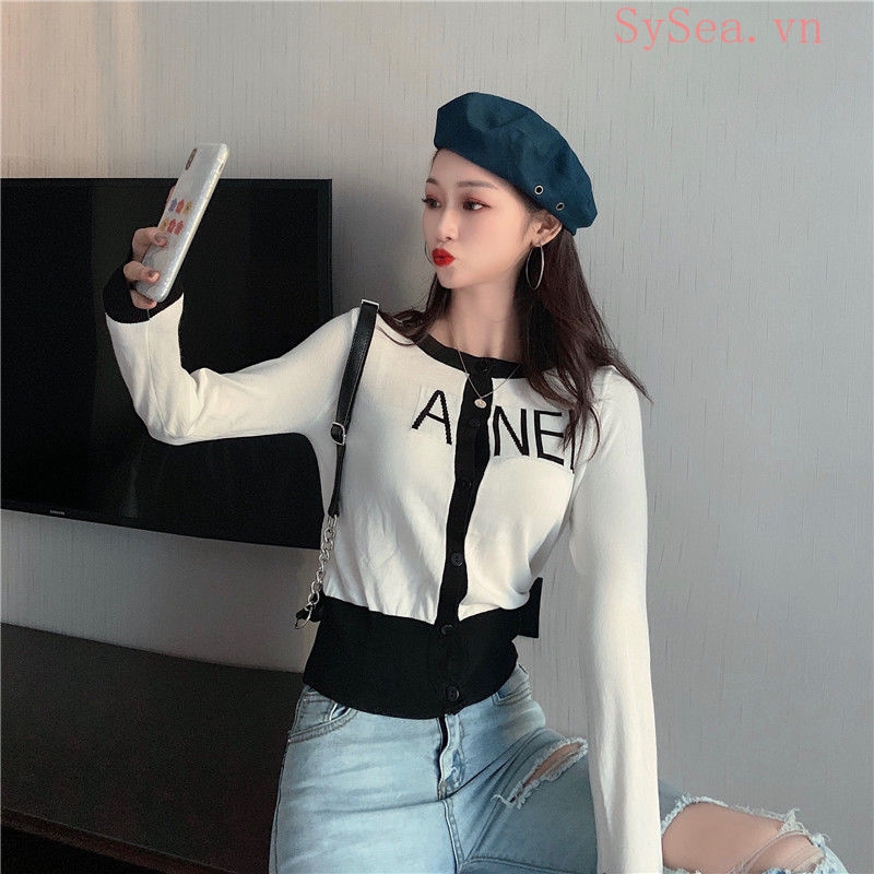 Áo Khoác Cardigan Dệt Kim Tay Dài Phong Cách Hàn Quốc Cho Nữ