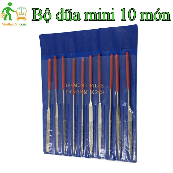 Bộ dũa hợp kim – kim cương mini 10 món loại 140 x 3mm