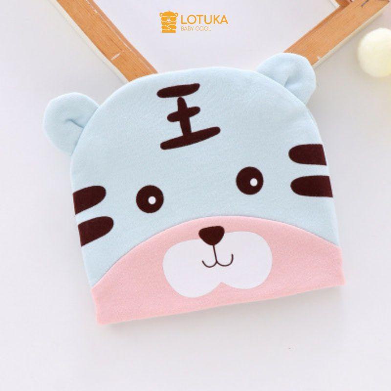 Mũ Sơ Sinh LOTUKA Chất Thun Cao Cấp Thoáng Mát Thấm Hút Mồ Hôi Cho Bé 0-3M