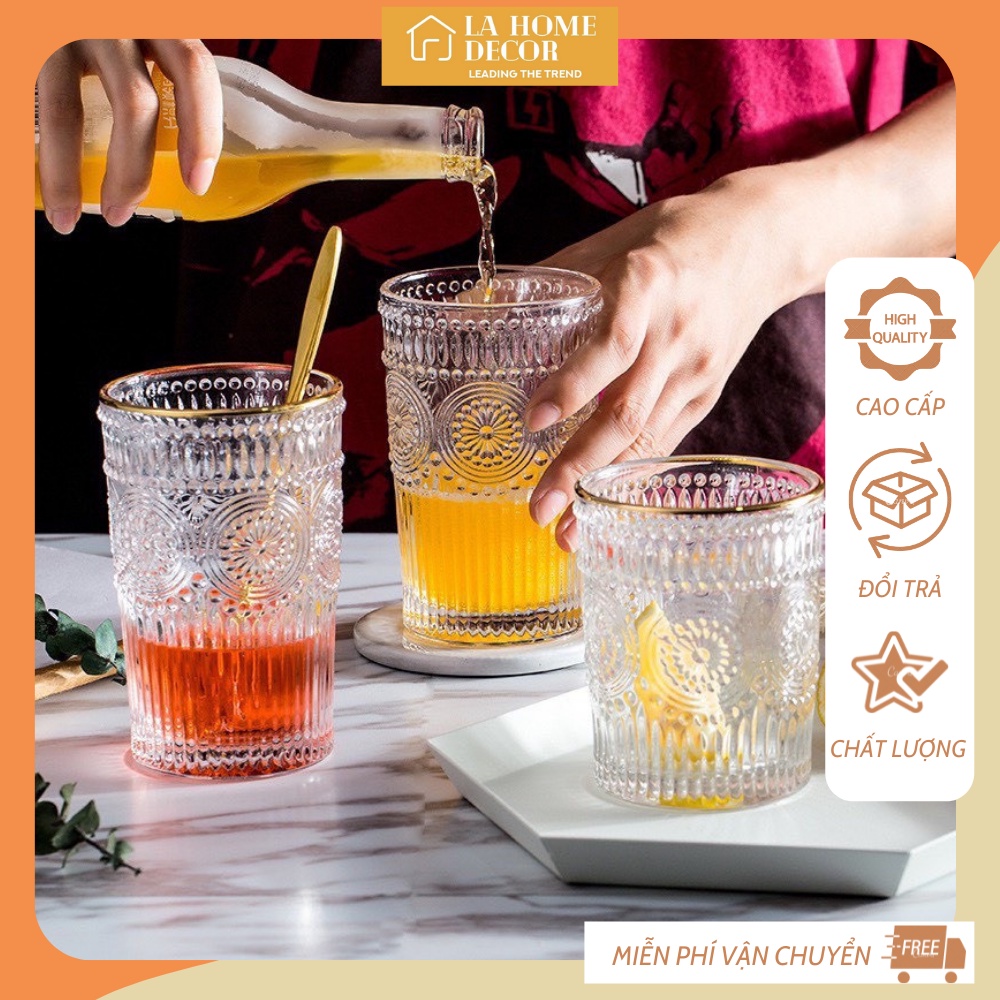Cốc thủy tinh dễ thương, hàn quốc Ly thủy tinh đẹp rẻ LY002 La Home Decor 180ml 300/400ml