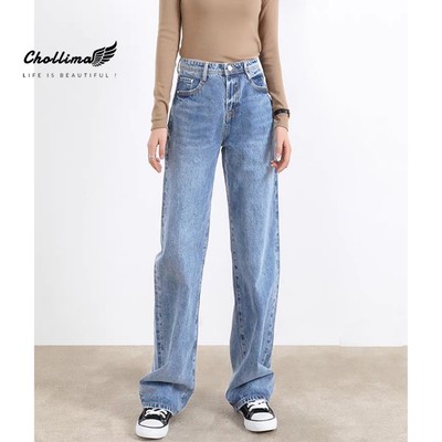 Quần baggy jeans nữ Chollima ống rộng SIMPLE JEAN dài 98cm QD050 ulzzang phong cách hàn quốc