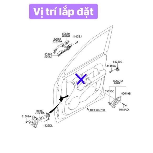 Nắp đậy bắt vít tay mở cửa chính hãng KIA và HUYNDAI 826191F000ƯK