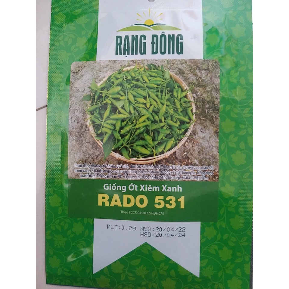 Hạt Giống Ớt Xiêm Xanh RADO 531 gói 0,2g-5g