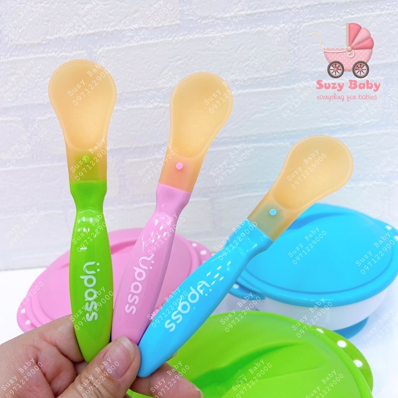 Bát ăn dặm chống đổ kèm thìa báo nóng Upass UP5026, Suzy baby