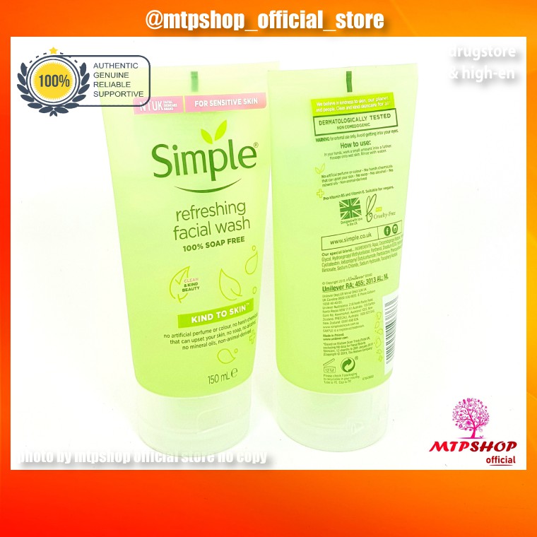  [MẪU MỚI] Sữa Rửa Mặt Dạng Gel Simple Kind To Skin Refreshing Facial Wash Gel