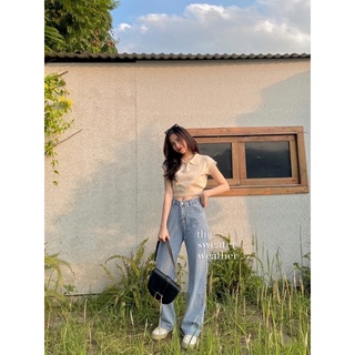 Áo croptop len mỏng cổ polo ( Ảnh thật )